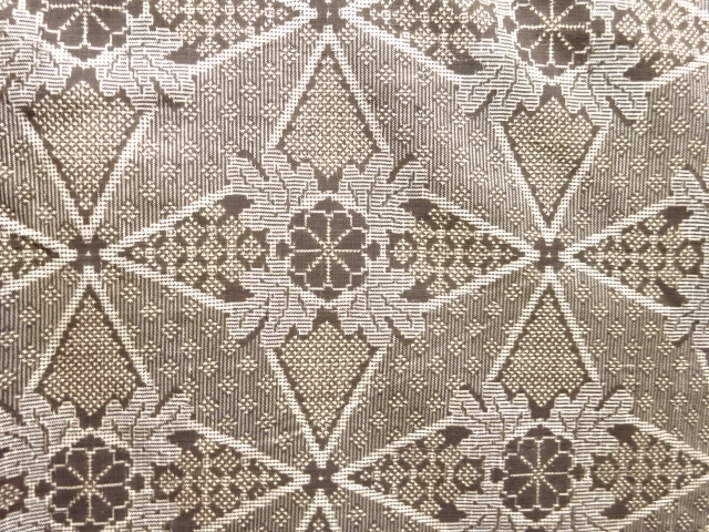 JAPANESE KIMONO / ANTIQUE GEOMETRIC / FLORAL PATTERN WOVEN DORO OSHIMA
